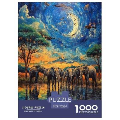 Elefanten Puzzle 1000-teilige Schwer Puzzle Spielzeug Lernspiel Impossible Herausforderung Spielzeug Für Erwachsene Kinder 70x50cm/1000pcs von ChengzeTCo